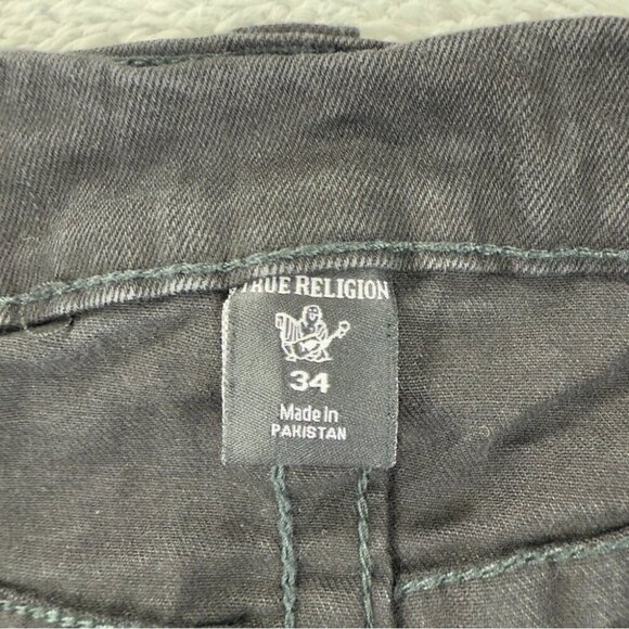 True Religion NWT Men's Size 36x30 Black Denim Relaxes Flared Jeans Zipper Fly - Picture 2 of 10